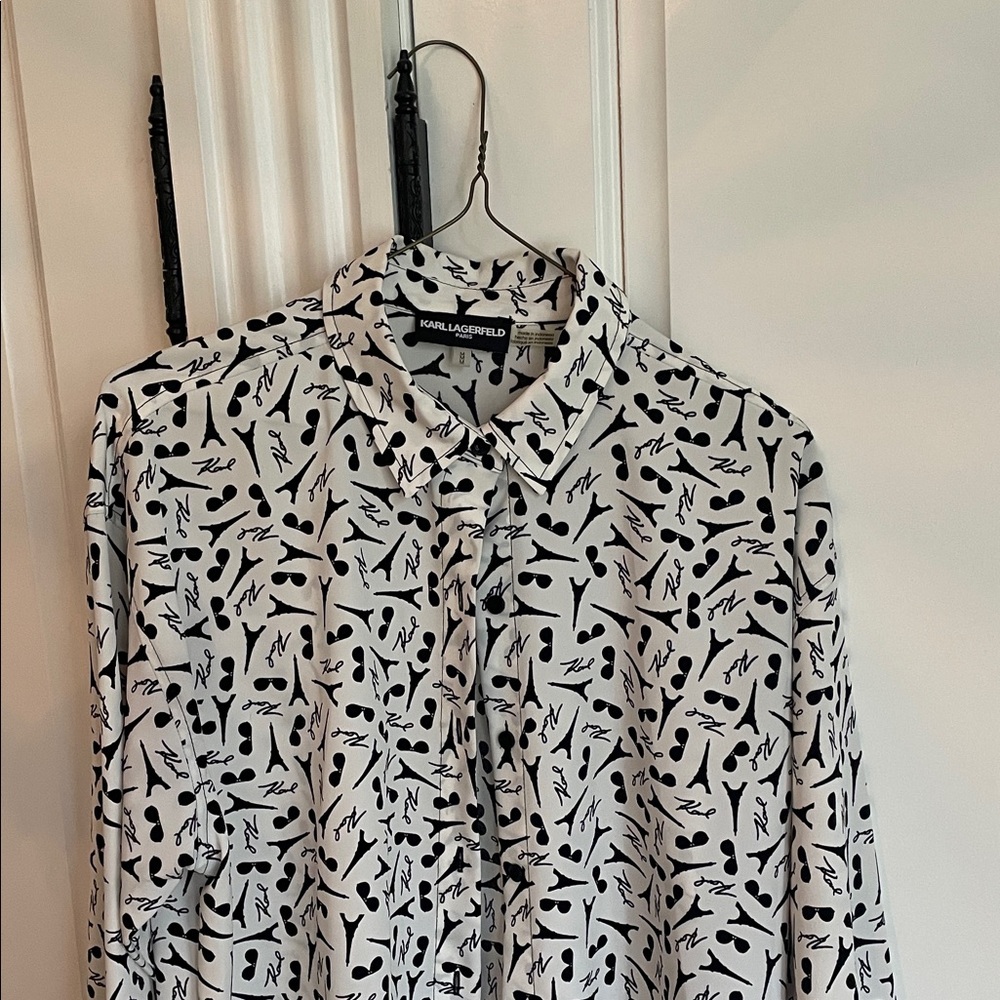 Karl Lagerfeld Black and White Button Up Shirt